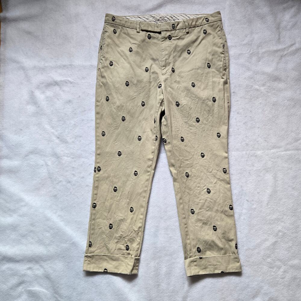 Wooster x Lardini Men's Graphic Chinos, Nick's Face Embroidered, Size 46, READ